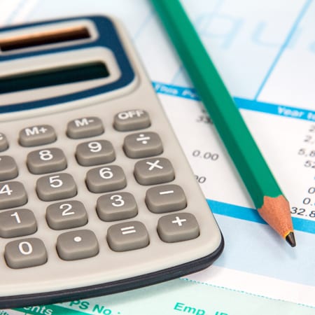 Calculator and Pencil with Document